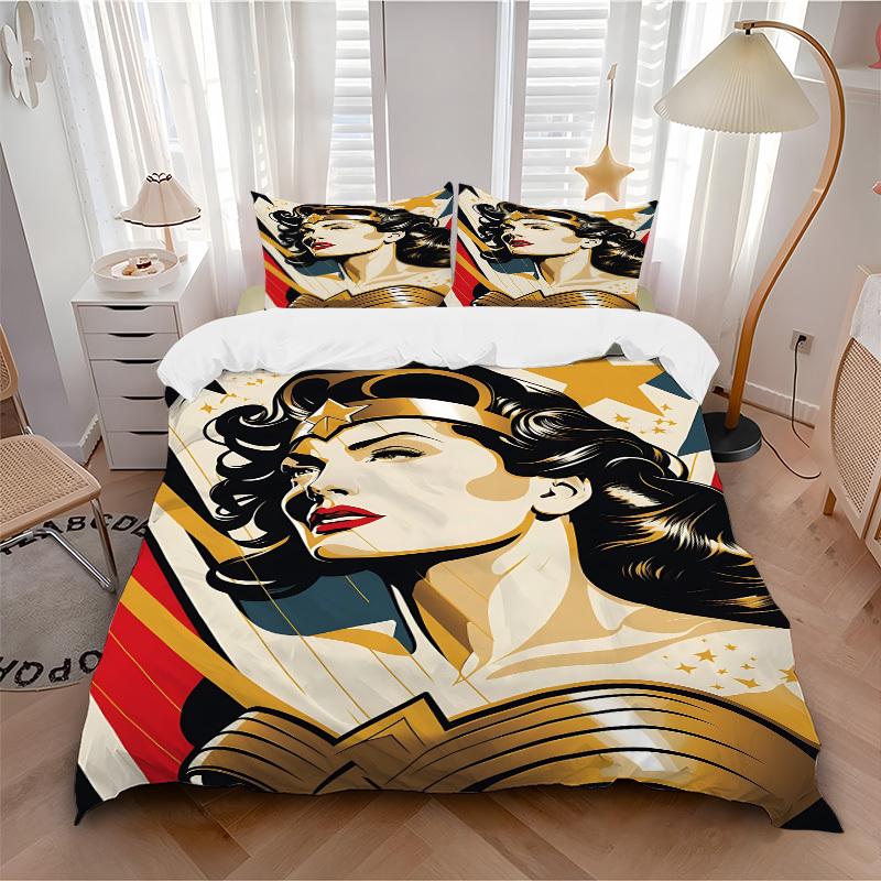 3pcs Wonder Woman Cover Set,Soft Comfortable Duvet Cover,Guest Room (1*Duvet Cover + 2*Pillowcases, Without Core) yy251024180
