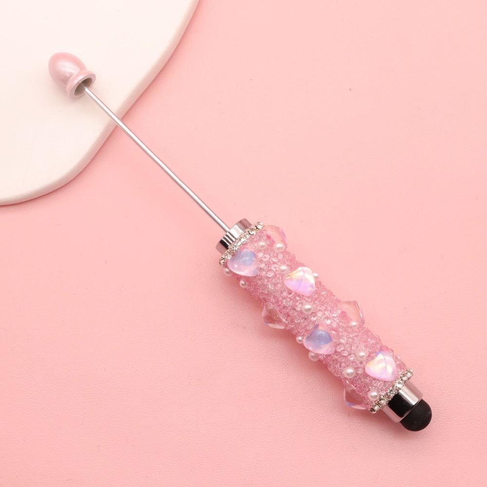 1pc DIY Beadable Beadable Pen Heart Diamond Ballpoint Pen Aesthetic Writing Tool  Students