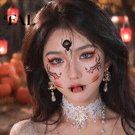 Funny Face Tattoos Halloween Tattoo Stickers, Waterproof Scary Makeup Decals for Party, Easy Apply Patch Temporary Wound Scar Body Art Kids