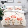 Soft Colorful Flamingo Bedding Set Queen Size Microfiber Tropical Flowers Green Leaves Duvet Cover With Pillowcases Home Textile