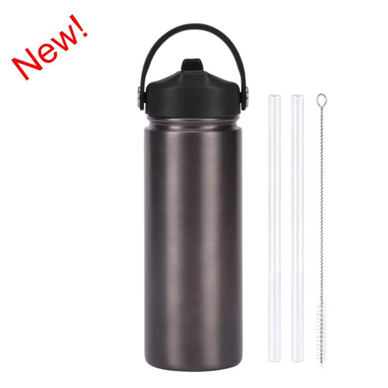 550ml Stainless Steel Insulated Travel Water Bottle With Wide Mouth Carry Strap Sip Lid Outdoor Sports Daily Use