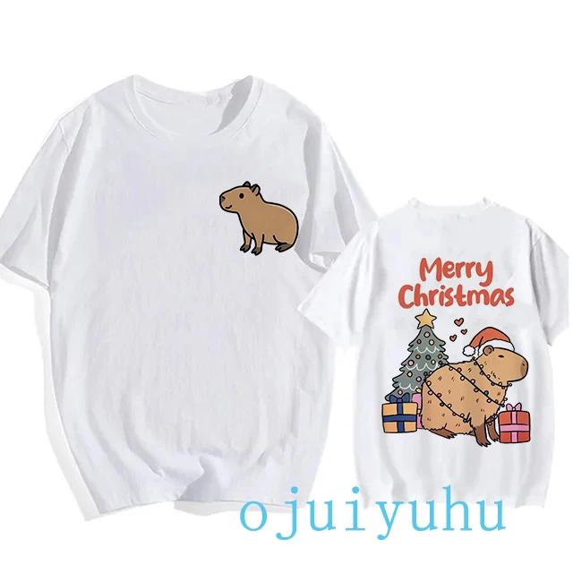 Модная футболка с капибарой для мужчин/женщин, футболка европейского размера, забавные футболки с капибарой в стиле Харадзюку, топы с мультяшным манга Y2k 90-х годов, гранж-футболка, одежда