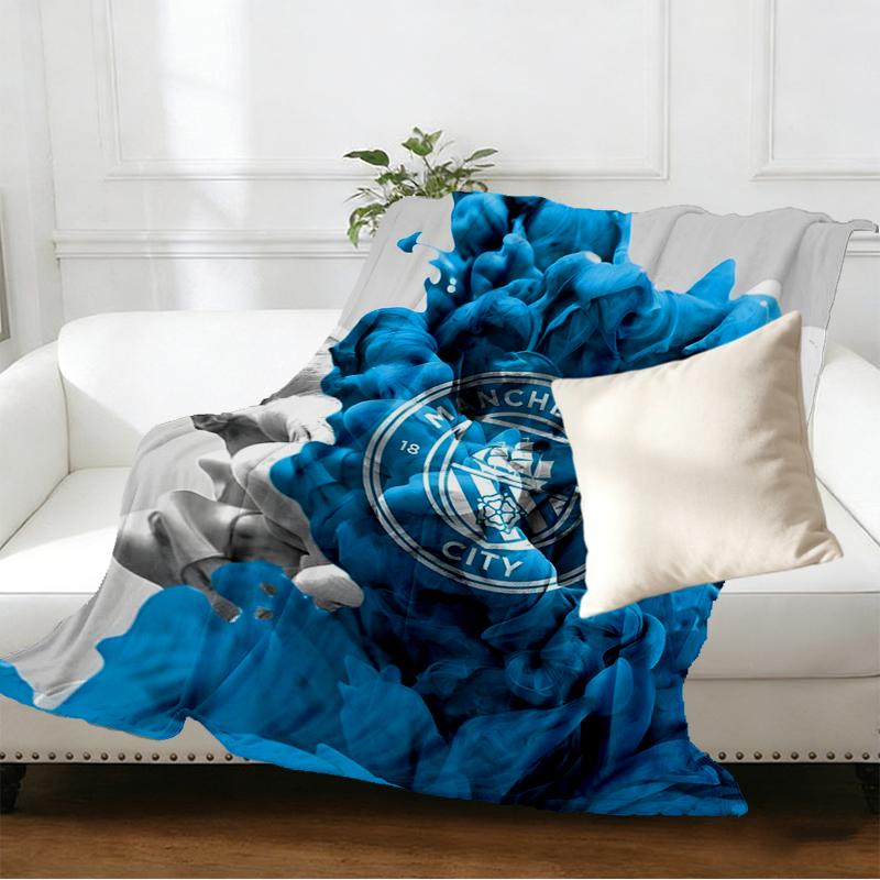 Manchester City FC Print Blanket - Soft & Comfortable, for Bedroom, Travel, Sofa, Home Decoration - Birthday Christmas Gift for Friend