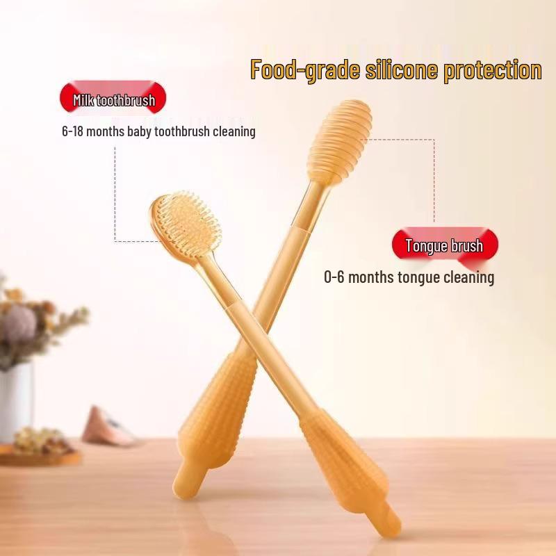 Upgraded Soft Silicone Baby Toothbrush & Tongue Scraper for 0-18 Months - Includes Storage Box