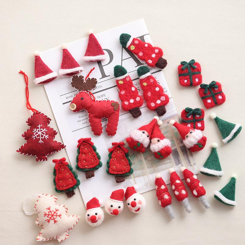 Christmas wool felt decorative pendant handmade DIY accessories Christmas tree elk gift bag gingerbread man pendant accessories