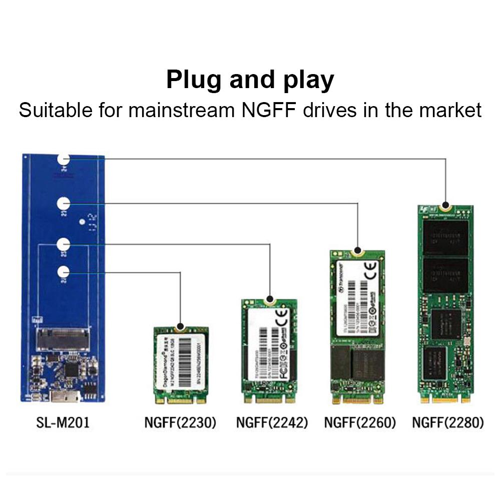 Адаптер M.2 NVME SSD к USB 3.1 16 ТБ Кардридер M.2 NVMe к USB Поддержка UASP TRIM для 2280 2260 2242 2230 SSD Только для M.2 NVME