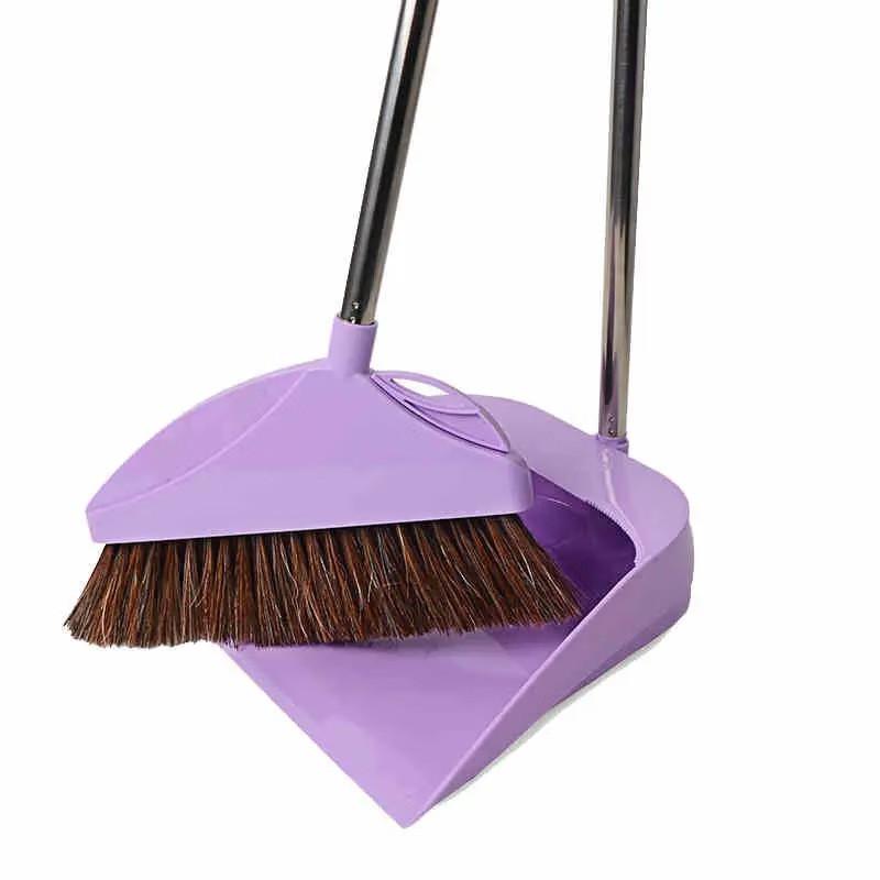 Bristle Broom Dustpan Set Home Use Soft Hair Remover Non-Stick Floor Cleaning Tool