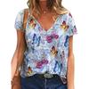 V-neck Short Sleeved Top with Sexy 3D Animal Butterfly Dragonfly Print Women's T-shirts