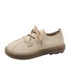 Women's Casual Lace Up Shoes New Plus Size Leather Ladies Loafers Autumn Outdoor Soft Soles Flat Shoes