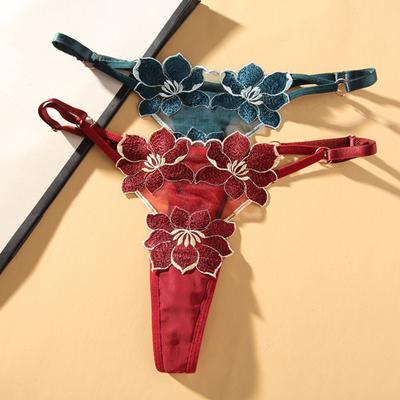 Женские трусы, перспективное вязание, быстросохнущие, с низкой талией, порнографическая регулируемая сетка, женские трусики с яркой цветочной вышивкой