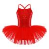 Kids Girls Ballet Dance Performance Costume Sequined Tutu Dress with Hair Tie Headwear