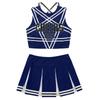 Women Cosplay Uniform Sleeveless Crop Top with Mini Pleated Skirt Cheerleader Costume Set