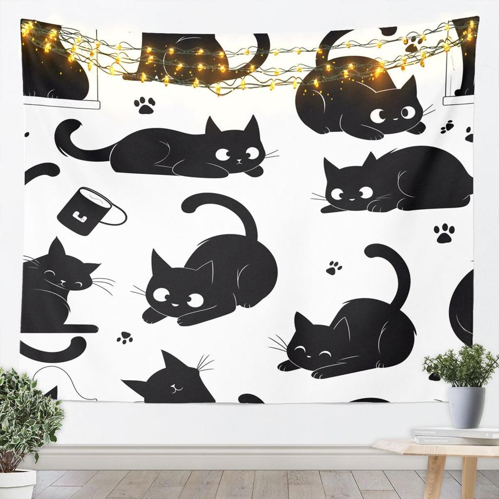Cute Corgi Dog Tapestry Adorable Cartoon Corgi Faces Print Wall Hanging For Bedroom Living Room Dorm Home Decor