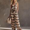 New European and American style sleeveless V-neck plaid wide-leg pants suit women's summer casual fashion cover