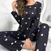 Women's Pajamas Casual Round Neck Long Sleeve Long Pants Fall and Winter Comfortable Set Girl Sleepwear Homewear