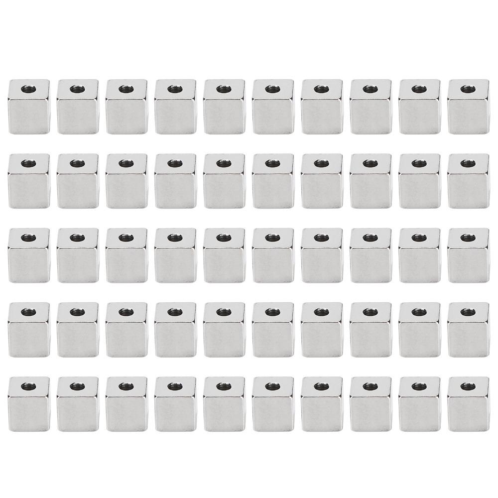 50pcs Steel Square Spacer Beads Stainless Steel DIY Necklace Accessories Bracelet Making