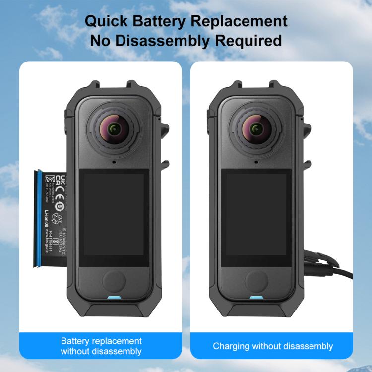 Для Insta360 X4 Air PULUZ Металлическая Защитная Клетка Рама Каркас Rig с Расширяемым Основанием для Холодного Башмака (серый)