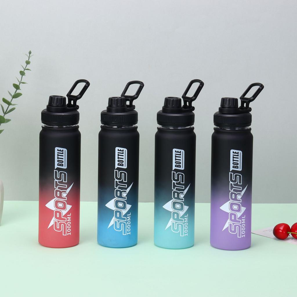 1 Litre Sports Water Bottle Leak Proof Colorful Plastic Cup Drinking Bottle for Outdoor Travel Portable Gym Fitness Jugs