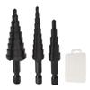 3Pcs High Speed Steel Step Drill Bit Set Hex Handle Step Drill Bit for Metal Wood Insulation Plate