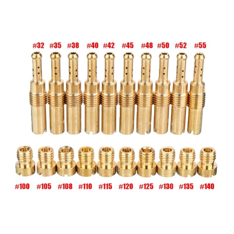 20 шт. комплекты главных жиклеров карбюратора, 10 главных форсунок карбюратора с 10 медленными пилотными форсунками, аксессуары, прочный для PWK PE CVK