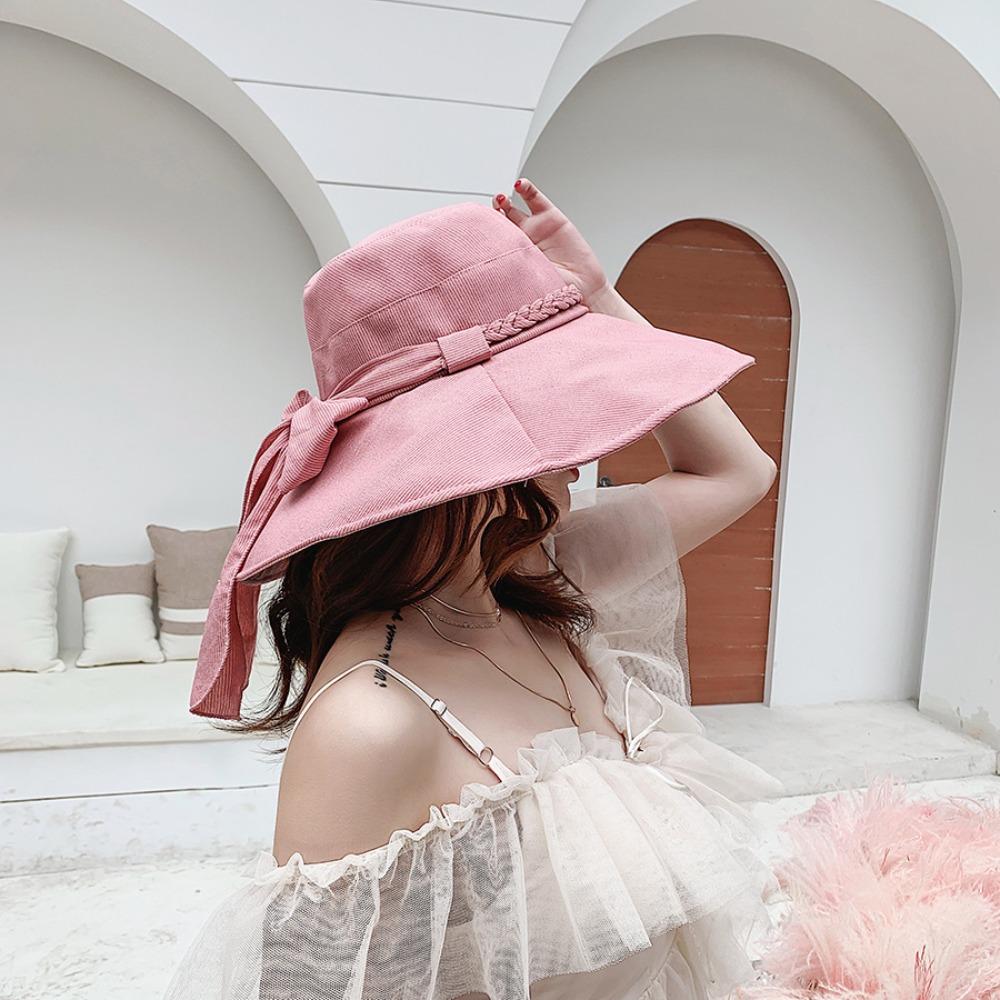 Casual Women's Sun Hat with Bowknot Sunscreen Visor Cap Fashion Fishman Hat Street Wear