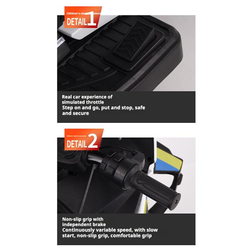 Детский электрический мотоцикл с двойным приводом, детский автомобиль с дистанционным управлением, Bluetooth, музыкальным светодиодным светом, функцией раннего образования для детей