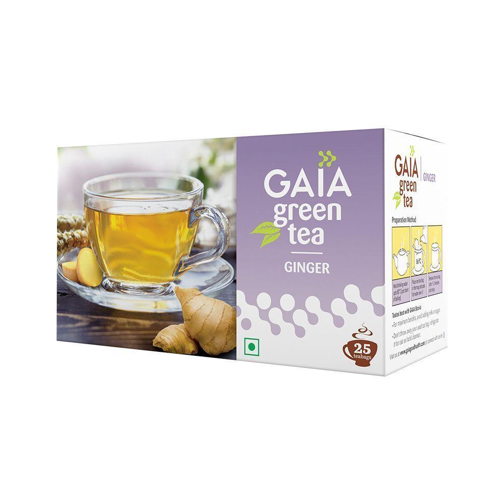 Зеленый чай с Имбирем (25 пак, 2 г), Green Tea Ginger,  Gaia