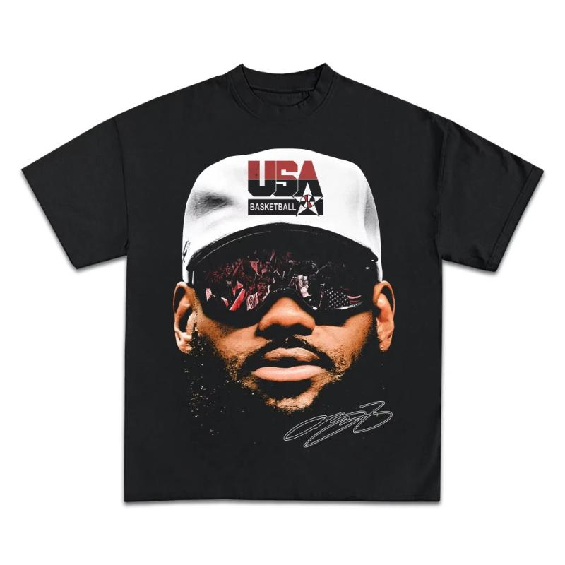 Lebron James Basketball Star T-shirt, Women's Short-sleeved T-shirt, American Retro T-shirt, Summer Top, Men's Streetwear