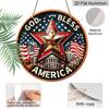 2D Flat Retro Round Aluminum Wall Hanging, Independence Day Five-pointed Star Design, Indoor Outdoor Wall Decor, Home Commemorative Gift