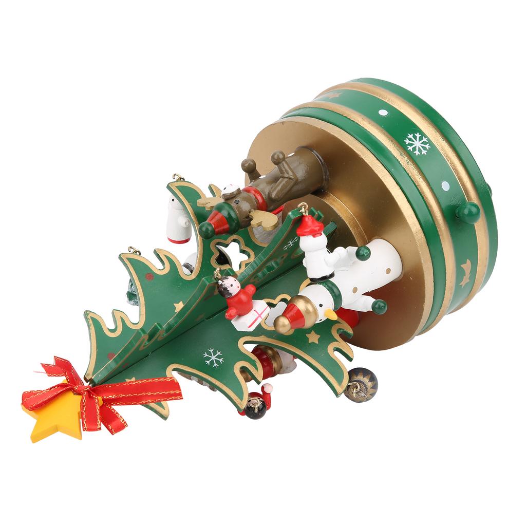 Christmas Music Box Wood Christmas Musical Box Xmas Decoration Gifts for KidGreen