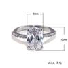 Huitan Oval Finger Ring Band Dazzling Brilliant CZ Stone Four Prong Setting Classic Wedding Anniversary Gift For Wife&Girlfriend