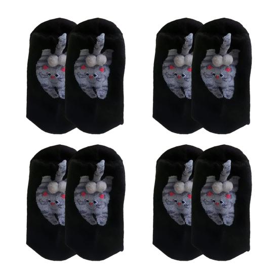 Cute Cat Socks with Balls for Women Novelty Animal Crew Socks Funny 3D Fuzzy Balls Cotton Sock for Cat Lovers