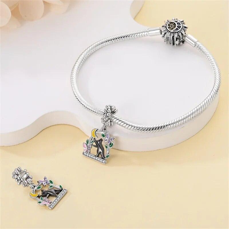 Подвески из стерлингового серебра 100% 925 пробы, подходят для золотой луны, звезды, черного кота, Щелкунчика, висячие подвески, изготовление ювелирных изделий своими руками