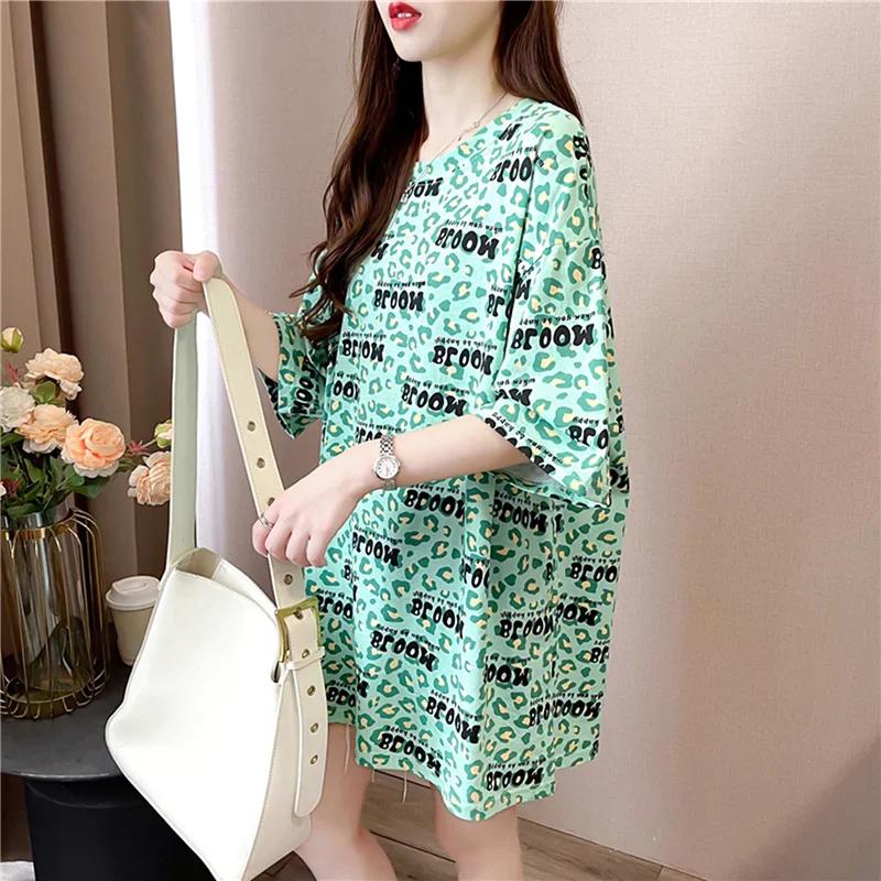 Летняя винтажная футболка с принтом Мода Женская Оверсайз Графические Длинные Футболки Y2k Топы Харадзюку хип-хоп Уличная одежда молодежная