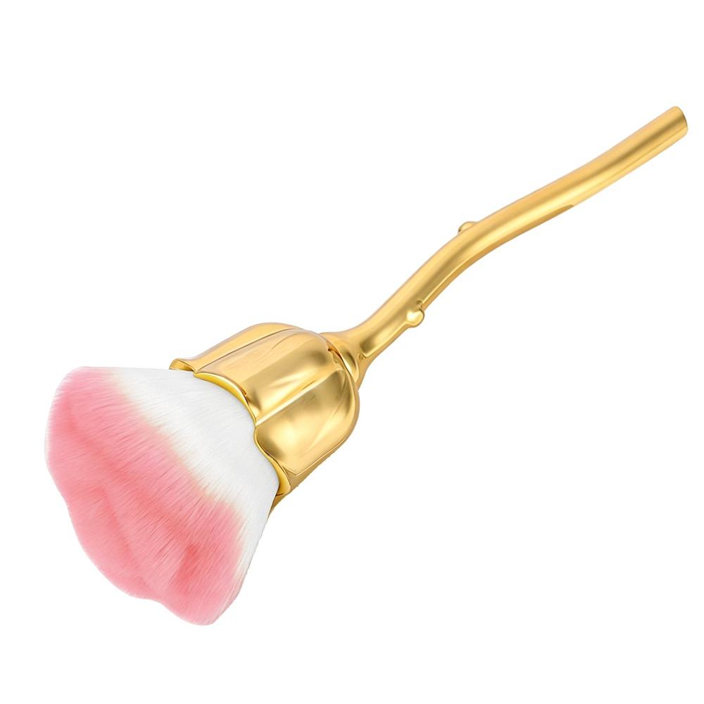 Long Handle Nail Dust Brush Rose Shape Design Manicure Brush Nail Art Brush For Nail Care