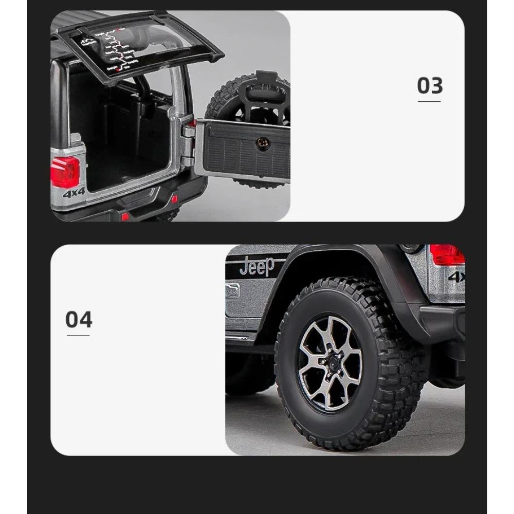 1/22 Джипы Wrangler Rubicon Модель из сплава Игрушка Литые из металла Оттягивающиеся Звук и свет Игрушечные машинки для детей Транспортное средство