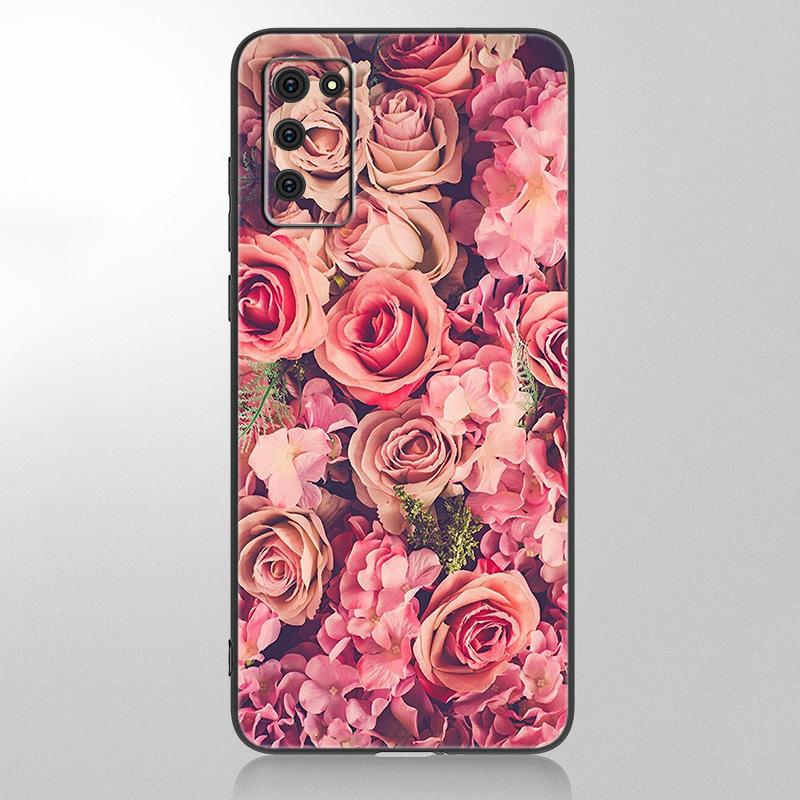 Чехол для телефона с красным цветком розы для Samsung Galaxy A12 A02S A22 A32 A52 A72 A71 A51 A41 A31 A21 A11 A50 A70 A10S A20S, черный чехол