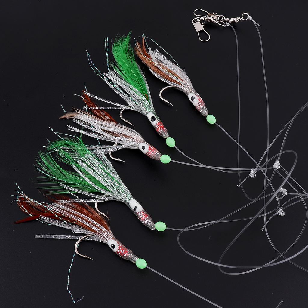 Luminous Sabiki Soft Fishing Lure Hook Octopus Shaped Feather Fishing String Hook