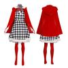 Рождественский костюм для женщин девочек клетчатое платье с красной бархатной накидкой чулки перчатки набор костюм рождественского эльфа для косплея