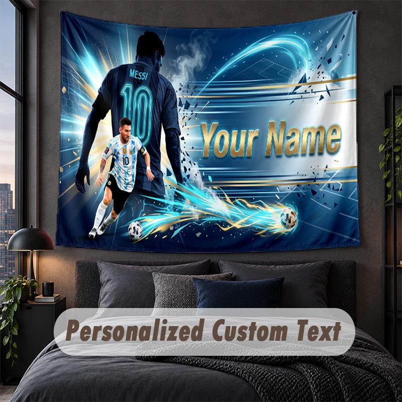 Custom Name Text Tapestry,Lionel Messi Decorative Wall Hanging, Background Tapestry For Home Bedroom