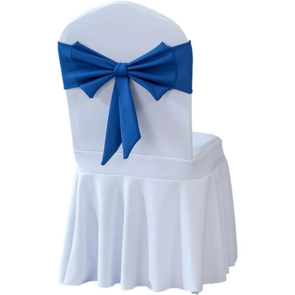 Ready Made Chair Bands Solid Color Satin Ribbon Bows  Wedding Banquet Events Decoration