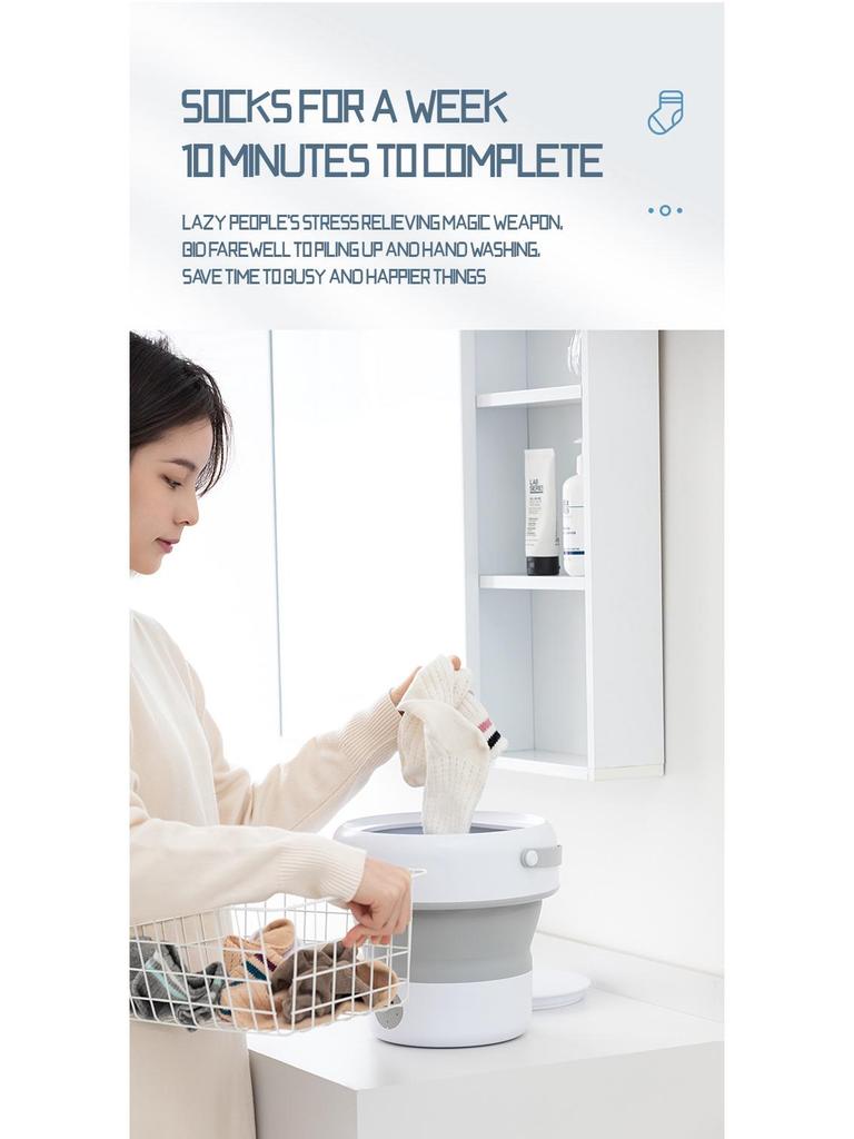 Compact Folding Mini Washing Machine for Students - Perfect for Underwear and Socks.