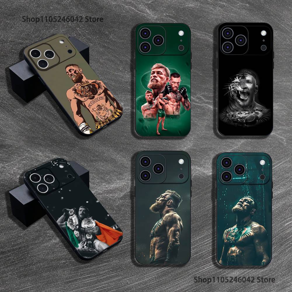 Чехол для телефона C-Conor Mcgregor для iPhone 17,16,15,14,13,12,11,Pro,XS,Max,XR,Plus,E,SE4,Mini Черный Мягкий Чехол