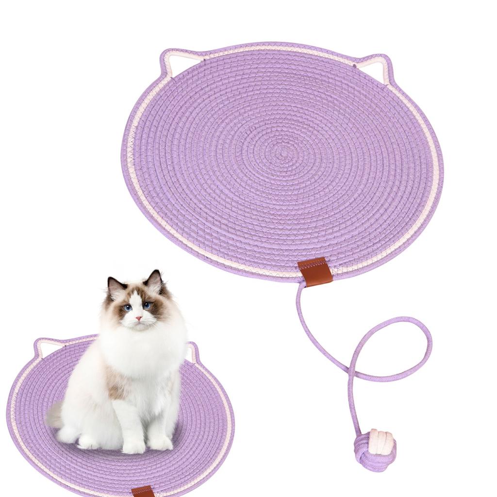 42CM Woven Cat Scratching Pad With Fish Toy, All-Season Pet Resting Mat For Cats