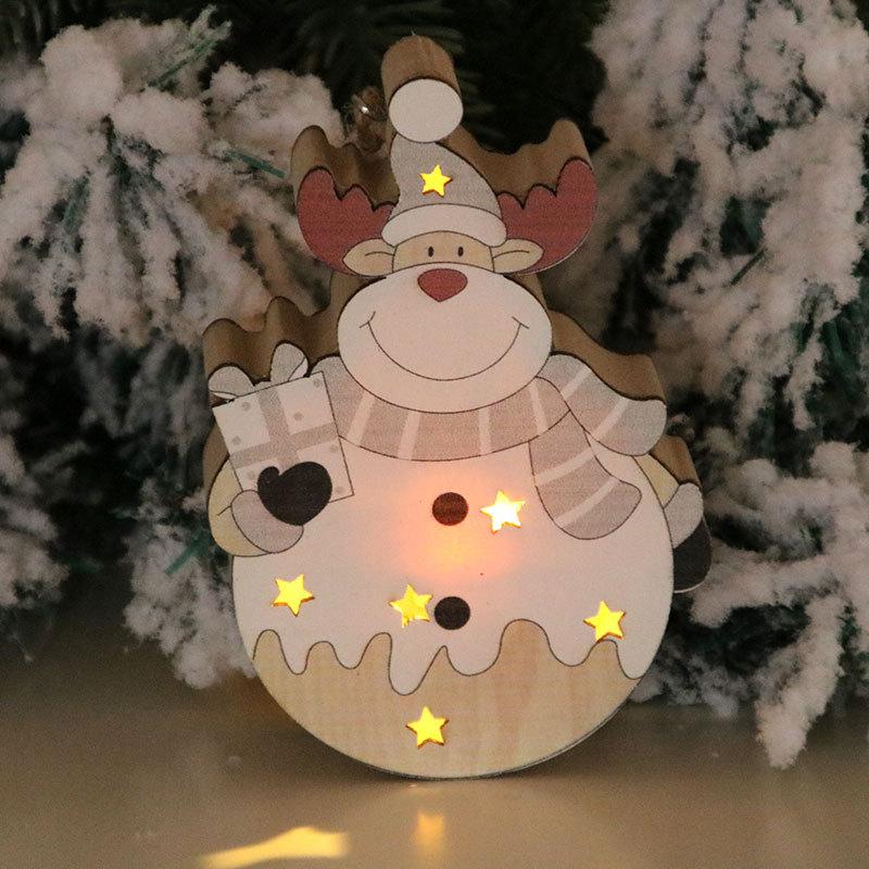 Christmas Decorations Christmas Wood Glow Pendant Santa Tree Pendant