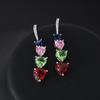 Роскошные серьги-подвески с цирконами в форме сердца: Высококлассный европейский и американский дизайн для лета