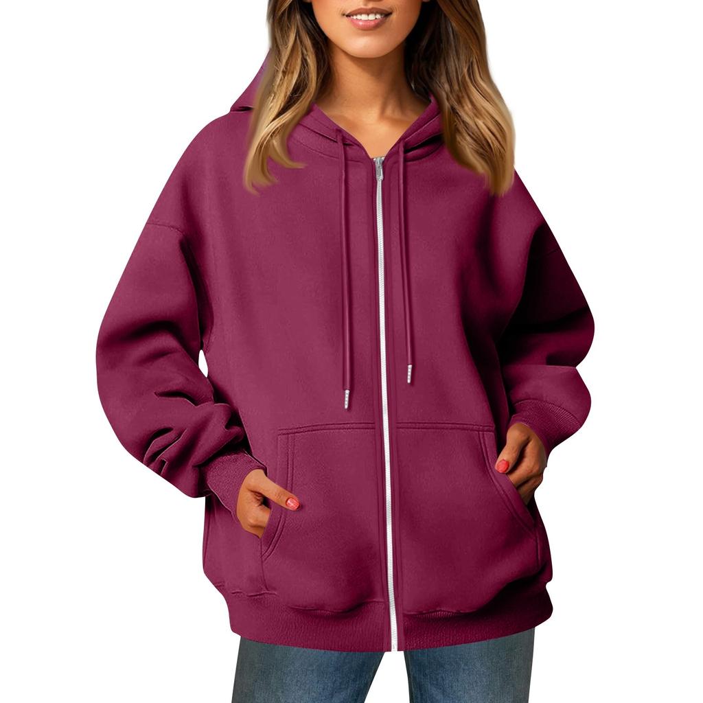 Женская повседневная модная однотонная куртка с длинными рукавами, карманом, молнией, капюшоном, затягивающимся шнурком