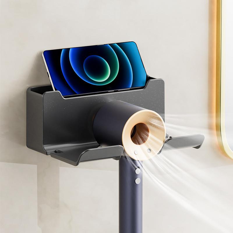 Настенный держатель для фена для Dyson, полка для ванной комнаты без сверления, пластиковая подставка для фена, органайзер для ванной комнаты