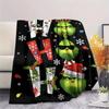 Christmas Grinch Cartoon printing Flannel Blanket Bedroom Sofa Camping Warm blanket Gifts for family and friends-MJ013