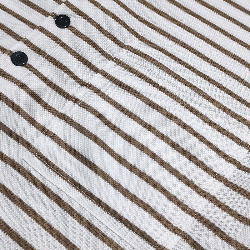 Spring Autumn Fashion Long Sleeve Men's T-shirts Button Henry Collar T Shirt For Men Vintage Striped Tees Tops